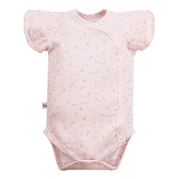 Dojčenské zavinovacie body krátky rukáv Meadow kvetinky ružové Eevi