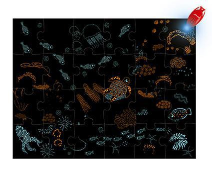 Magické puzzle Oceán s baterkou Janod