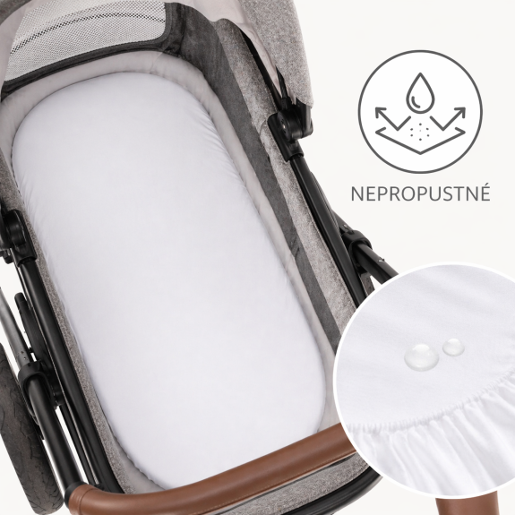 Prestieradlo do kočíka nepriepustné biele