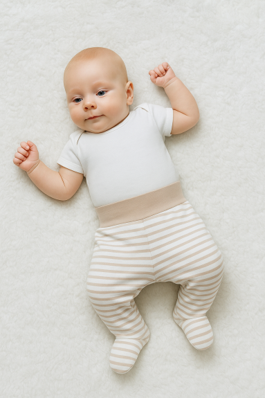 Dojčenské polodupačky bavlna béžový prúžok Baby Service