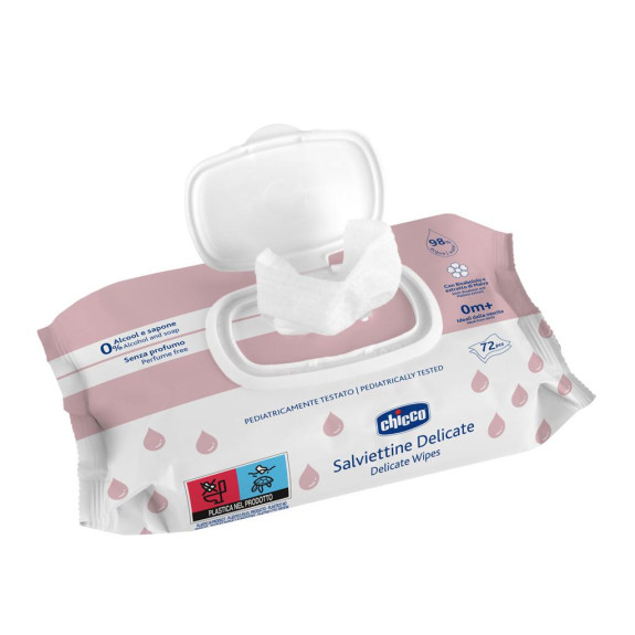 Detské vlhčené obrúsky Delicate s harmančekom 72 ks Chicco