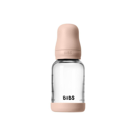 Antikoliková sklenená fľaša s kaučukovým cumlíkom 120 ml Bibs