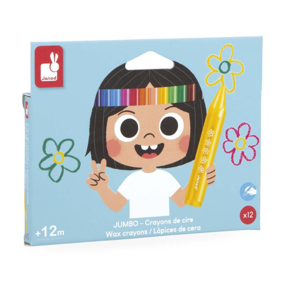 Colorino Trojhranné voskovky 12 farieb Janod