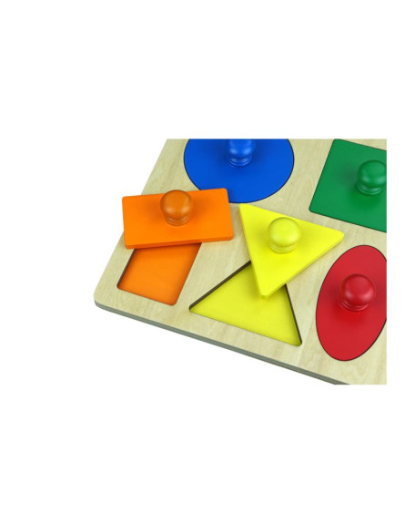 5 geometrických tvarov na doske