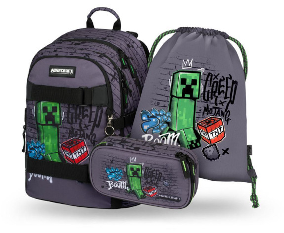 Set 3 Skate Minecraft TNT: Batoh, Etue, Vrecko Baagl