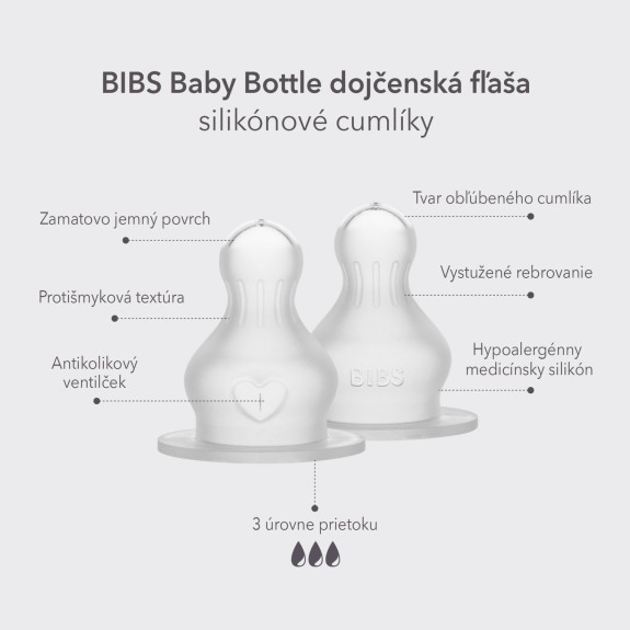 Silikónové cumlíky na dojčenskú fľašu Bibs