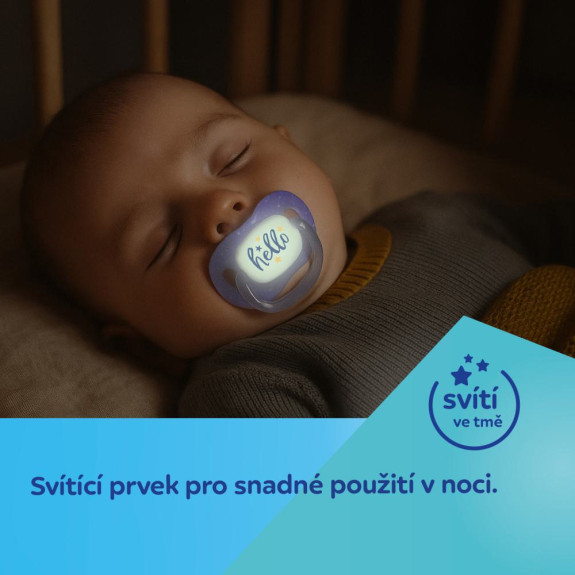 Cumlík svietiaci silikónový symetrický Nightglow Canpol babies 6 - 18 m 2 ks