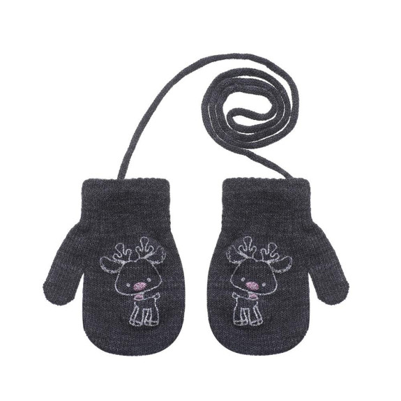 Pletené zimné rukavice so šnúrkou sobík 9 - 12 mesiacov