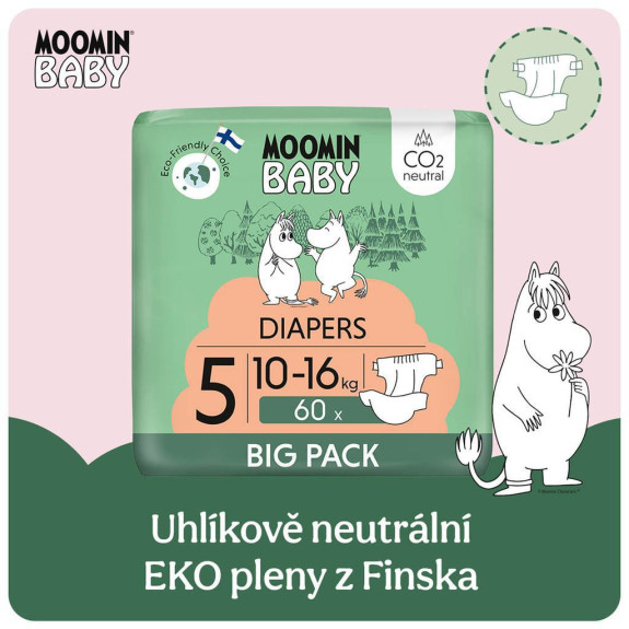 Moomin Baby 5 Maxi 10-16 kg (60 ks), eko plienky