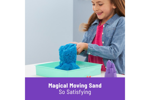 Škatuľa tekutého piesku s podložkou modrá Kinetic Sand