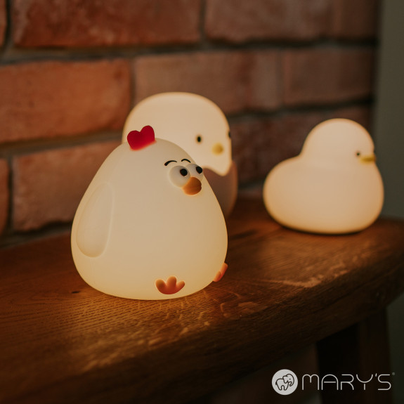 LED silikónová nočná lampička - sliepočka Mary's