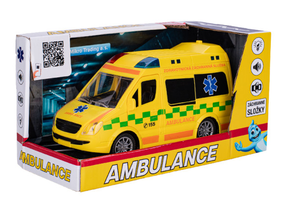 Auto ambulancia CZ 21,5 cm 1:20 na zotrvačník na batérie so svetlom a zvukom