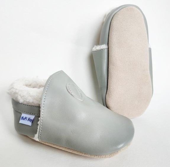 Kožené capáčky Barefoot Zimné Šedé Hopi Hop