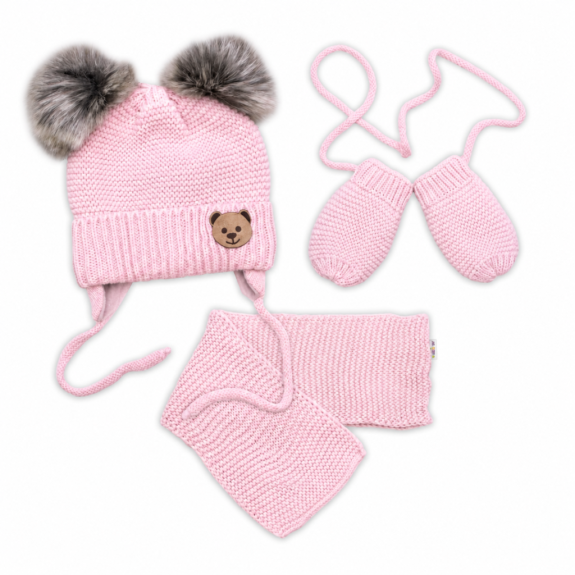 Detská sada zimnej čiapky so šálom + rukavičky Teddy Bear Baby Nellys