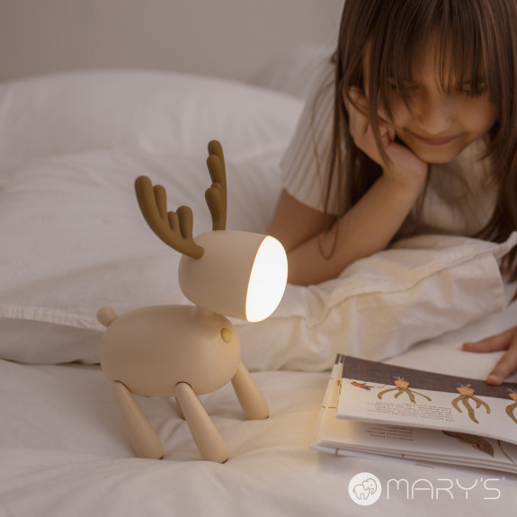 LED nastaviteľná nočná lampička - jeleň, béžová Mary's