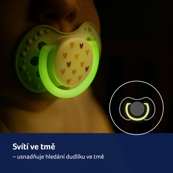 Cumlík svietiaci silikónový dynamický 2 ks Teddy Love 0 - 6 m Lovi