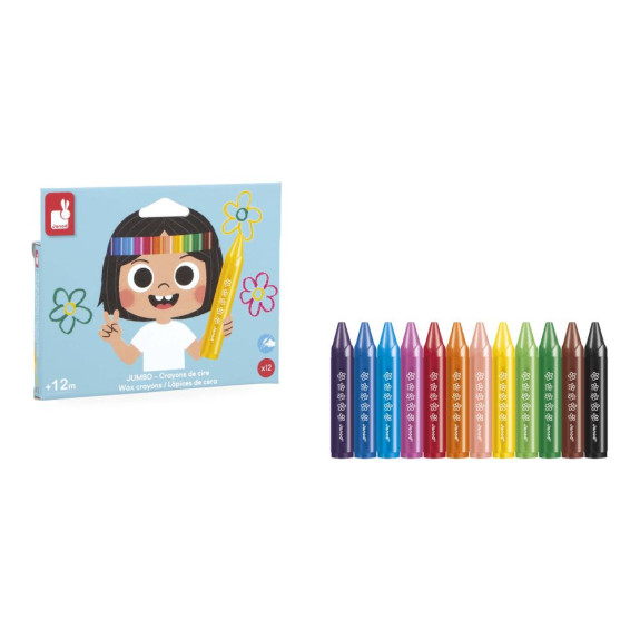 Colorino Trojhranné voskovky 12 farieb Janod