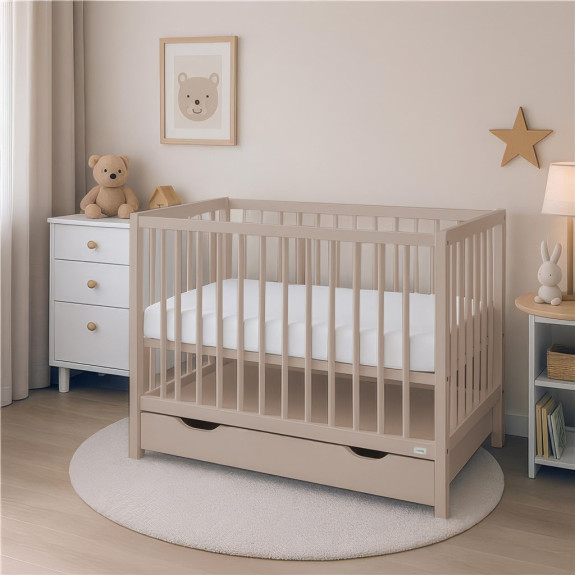 Detská postieľka so šuplíkom Basic kašmírová New Baby