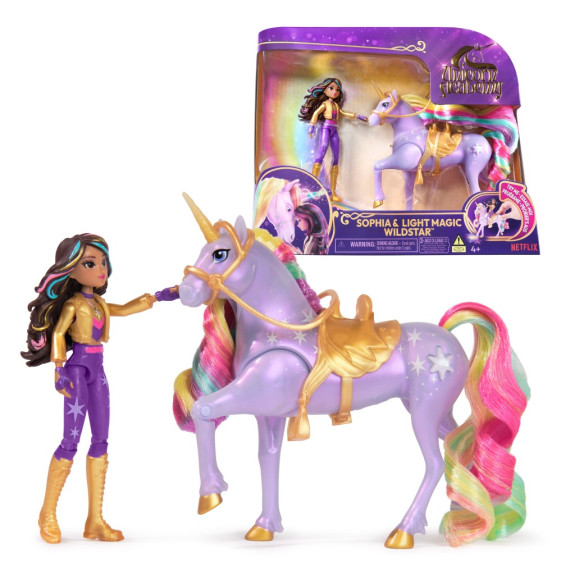 Unicorn academy svetelný jednorožec a figúrka Sophia & Wildstar 11 cm