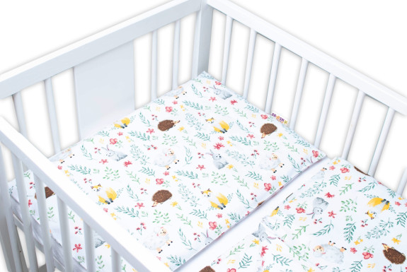 3-dielna sada Mantinel s obliečkami Kamaráti lúky biela Baby Nellys