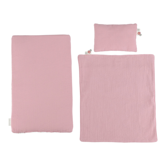 Postieľka pre bábiky drevená s perinkou Pink Little Dutch
