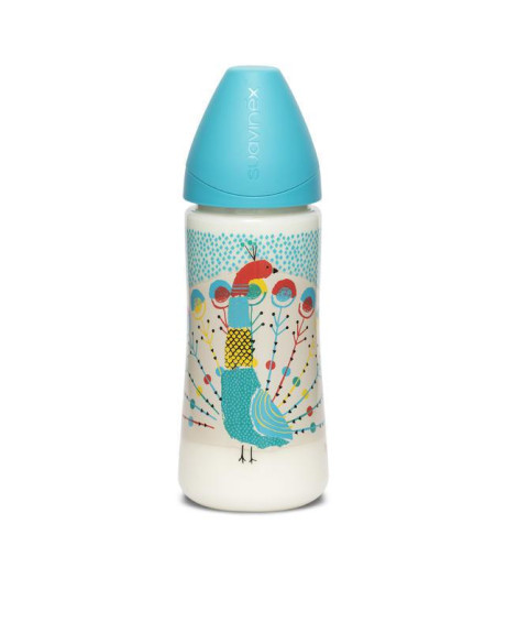 Dojčenská fľaša okrúhly silikónový cumlík Suavinex 360 ml