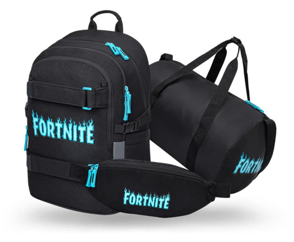 Set 3 Skate Fortnite Blue: batoh, športová taška, ľadvinka GRS Baagl
