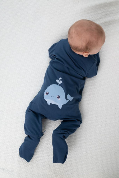 Detský rastúci overal Veľryba Navy Blue Moniel