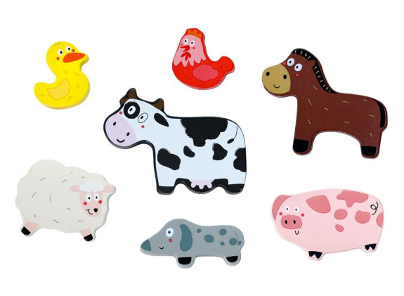 Drevené puzzle Veselá farma prepojiteľné 2Kids Toys