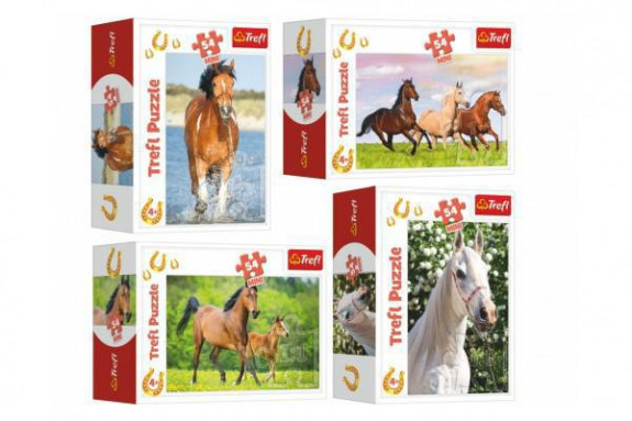 Minipuzzle koňa 4 druhy, 54 dielikov