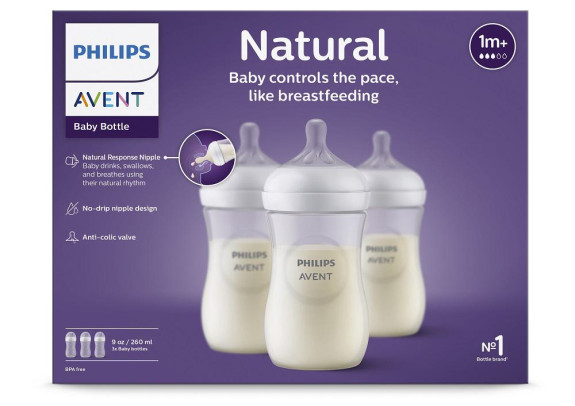 Fľaša Natural Response Philips Avent 260 ml, 1 m+, 3 ks