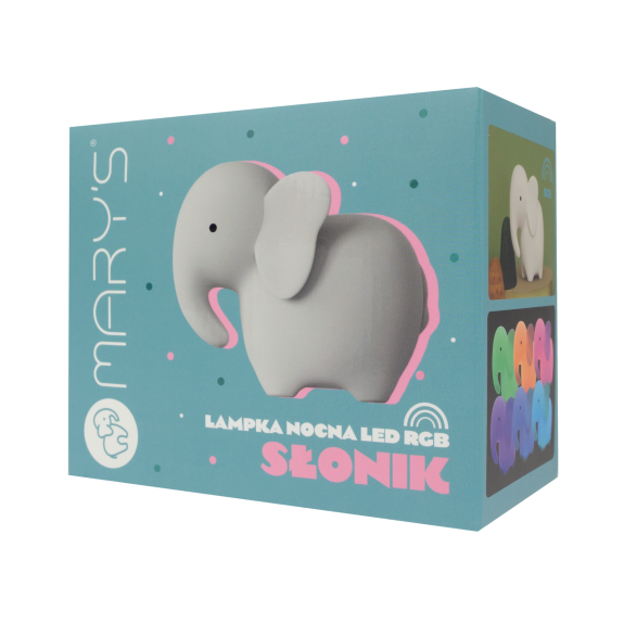 LED silikónová nočná lampička Rgb s diaľkovým ovládačom - slon Mary's