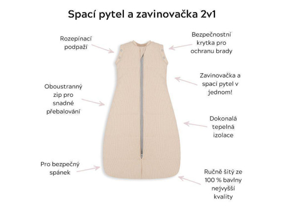 Celoročný spací vak a zavinovačka 2v1 Sleepee