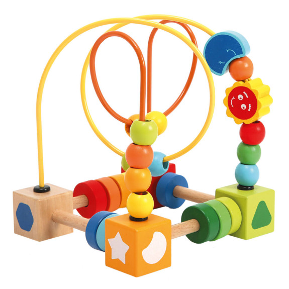 Labyrint s korálkami drevený 16 cm