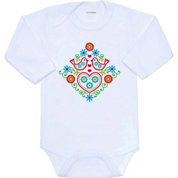 Detské body s potlačou Ľudový vzor vtáčiky New Baby