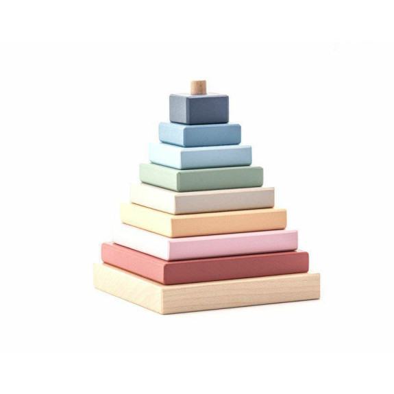 Farebná pyramída - drevená skladačka 9 dielov Cubika