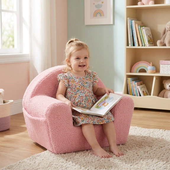 Detské kreslo s bočným vreckom Teddy pink New Baby