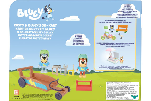 Sada figúrok Gokart motokára Bluey a Rusty