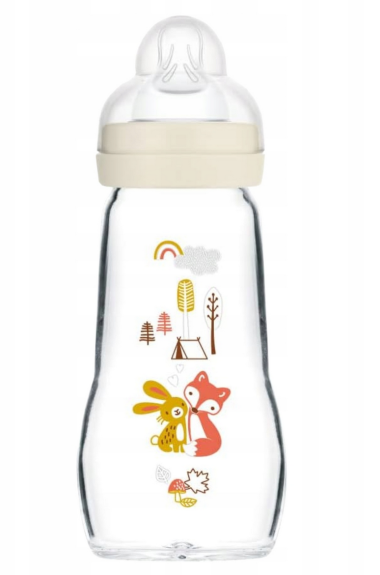 Detská antikoliková sklenená fľaša Feel Good 260 ml MAM