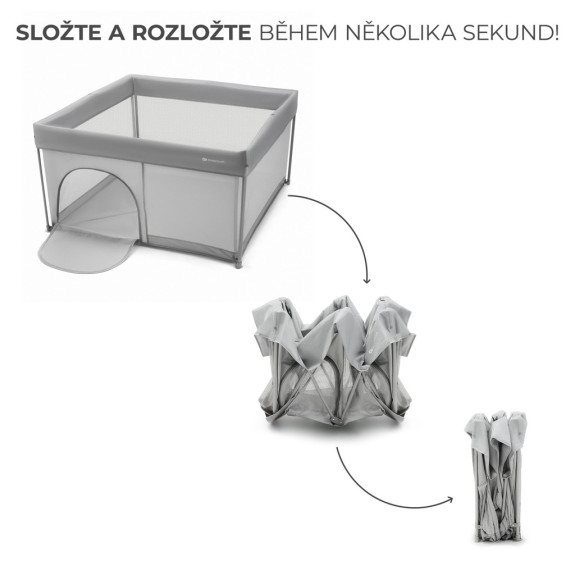 Ohrádka pre deti skladacia Ziki Light Grey Kinderkraft
