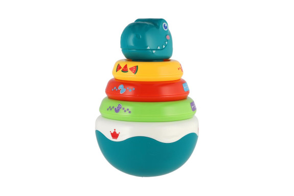 Roly Poly dinosaurus skladačka pyramída s krúžkami so zvukom 16 cm