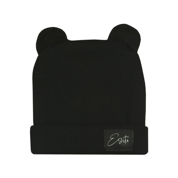 Zimná rebrovaná čiapka s uškami Color Black Esito
