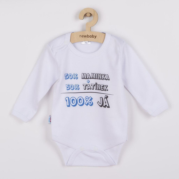 Body s potlačou New Baby 50% Mamička + 50% Otecko 100% JA modré - darčekové balenie