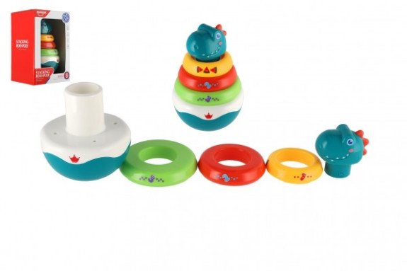 Roly Poly dinosaurus skladačka pyramída s krúžkami so zvukom 16 cm