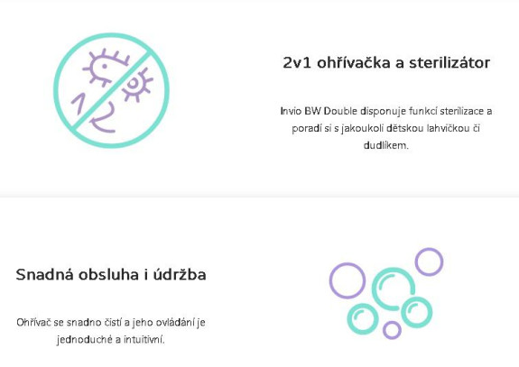 Ohrievač mlieka a príkrmov Invio BW Double Truelife