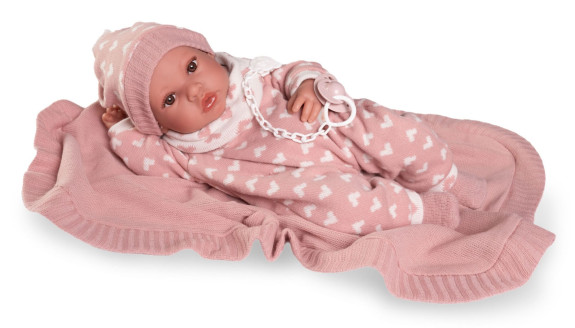 Realistická bábika bábätko s celovinylovým telom 42 cm Erika 50418 Antonio Juan