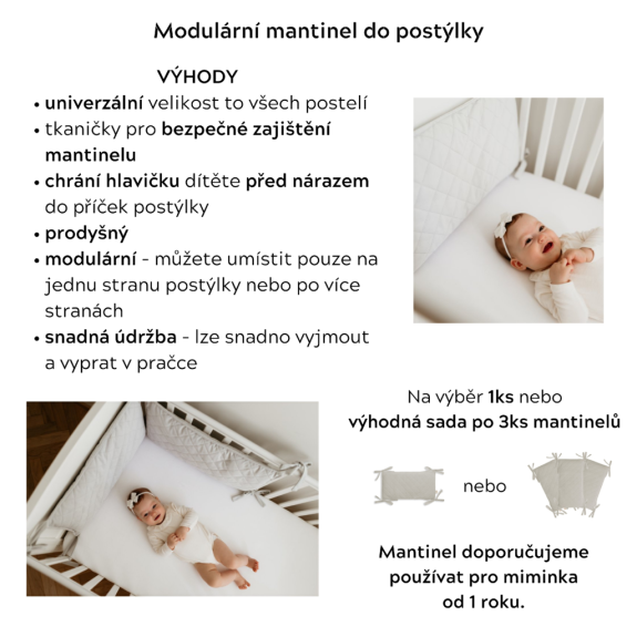 Modulárny mantinel do detskej postieľky sada 3 ks Sleepee