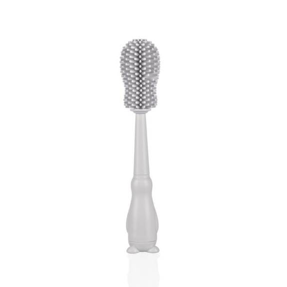 Silikónová kefa na detskú fľašu 3 v 1 Light Grey Zopa
