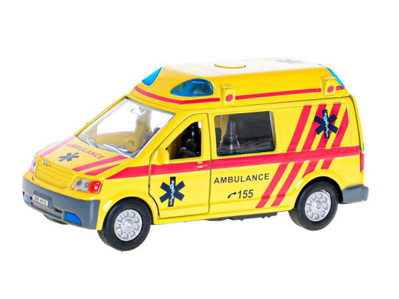 Kids Globe Traffic ambulancia SK 14 cm kov spätný chod na batérie svetlo a zvuk