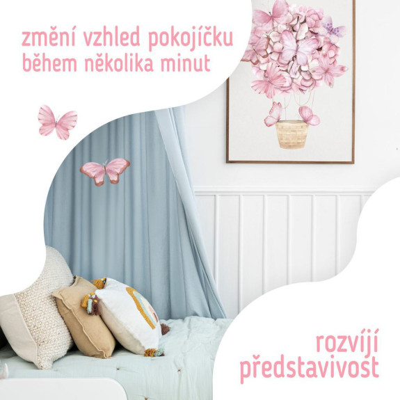 Nástenné samolepky do detskej izby, Pink Butterflies Sipo